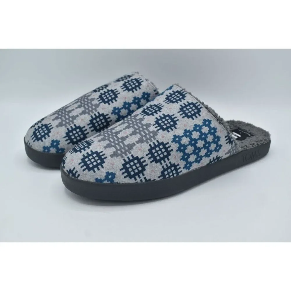 Toms Mens 10.5 Harbor Frost Grey Snowdon Repreve Two Tone Felt Slip On Slippers‎